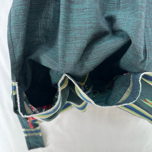 Hand Made Half Apron Native American Aztec Smock Tie Waist Pocket Kitchen Green - Picture 6 of 9
